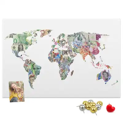 Memobord van kurk Schematische kaart van de wereldbol