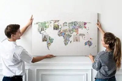 Memobord van kurk Schematische kaart van de wereldbol