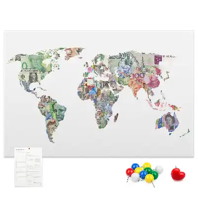 Memobord van kurk Schematische kaart van de wereldbol