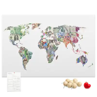 Memobord van kurk Schematische kaart van de wereldbol
