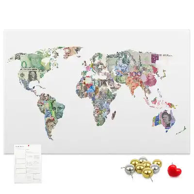 Memobord van kurk Schematische kaart van de wereldbol