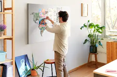 Memobord van kurk Schematische kaart van de wereldbol