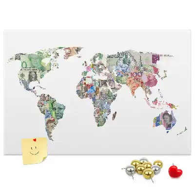 Memobord van kurk Schematische kaart van de wereldbol