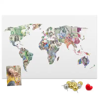 Memobord van kurk Schematische kaart van de wereldbol