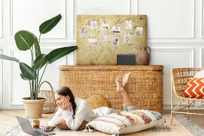 Kurk prikbord Verouderde wereldkaart voor aan de muur