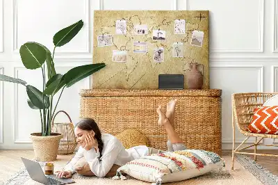Kurk prikbord Verouderde wereldkaart voor aan de muur
