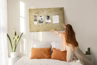 Kurk prikbord Verouderde wereldkaart voor aan de muur