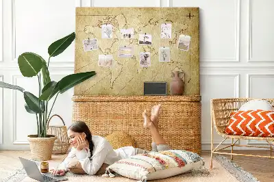 Kurk prikbord Verouderde wereldkaart voor aan de muur