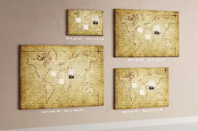 Kurk prikbord Verouderde wereldkaart voor aan de muur