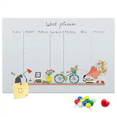 Kurk prikbord Weekkalender voor aan de muur