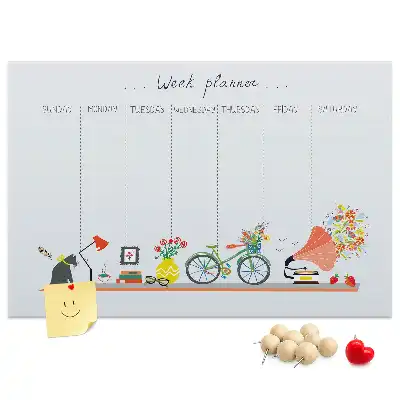 Kurk prikbord Weekkalender voor aan de muur