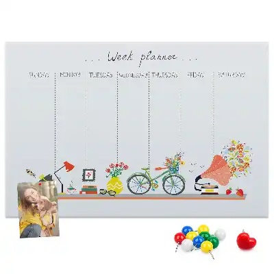 Kurk prikbord Weekkalender voor aan de muur