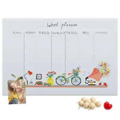 Kurk prikbord Weekkalender voor aan de muur