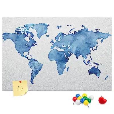 Kurk prikbord wereldkaart in aquarel