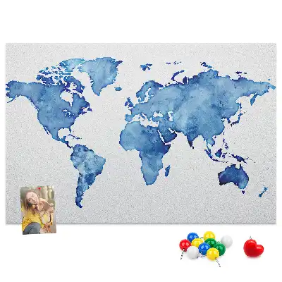 Kurk prikbord Wereldkaart aquarellen