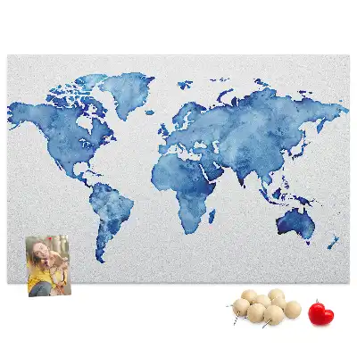 Kurk prikbord Wereldkaart aquarellen
