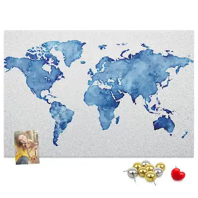 Kurk prikbord Wereldkaart aquarellen