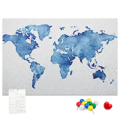 Kurk prikbord Wereldkaart aquarellen