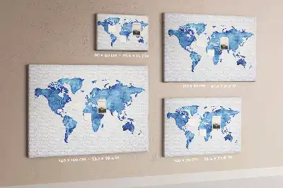 Kurk prikbord Wereldkaart aquarellen