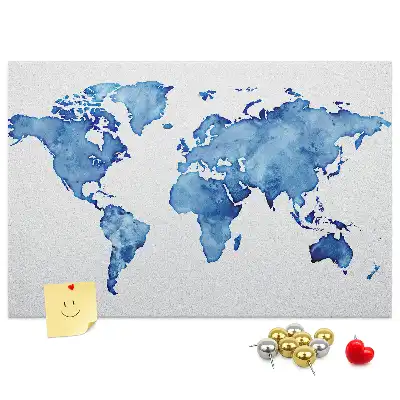Kurk prikbord Wereldkaart aquarellen