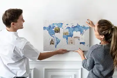 Kurk prikbord Wereldkaart aquarellen
