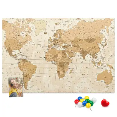 Memobord van kurk Landen en grenzen van de wereldbol