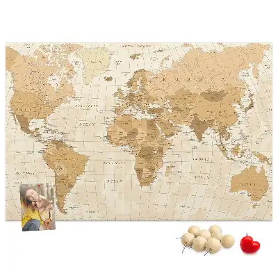 Memobord van kurk Landen en grenzen van de wereldbol