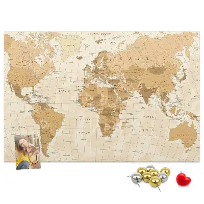 Memobord van kurk Landen en grenzen van de wereldbol