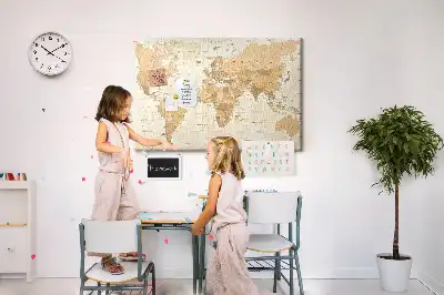 Memobord van kurk Landen en grenzen van de wereldbol