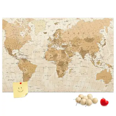Memobord van kurk Landen en grenzen van de wereldbol
