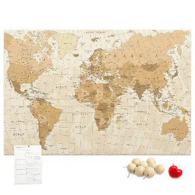 Memobord van kurk Landen en grenzen van de wereldbol