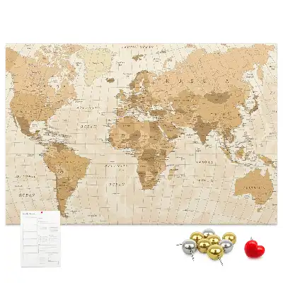 Memobord van kurk Landen en grenzen van de wereldbol