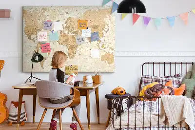 Memobord van kurk Landen en grenzen van de wereldbol
