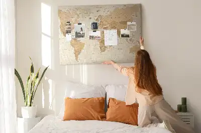 Memobord van kurk Landen en grenzen van de wereldbol