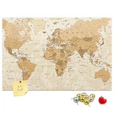 Memobord van kurk Landen en grenzen van de wereldbol