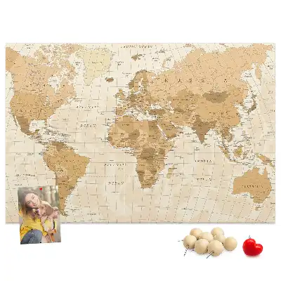 Memobord van kurk Landen en grenzen van de wereldbol