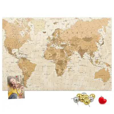 Memobord van kurk Landen en grenzen van de wereldbol