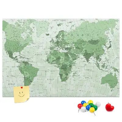Kurken memobord wereldkaart met staatsgrenzen