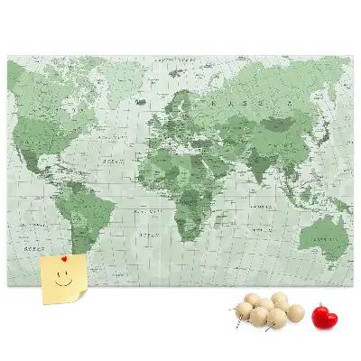Memobord van kurk Staatsgrenzen op de wereldkaart
