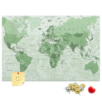 Memobord van kurk Staatsgrenzen op de wereldkaart