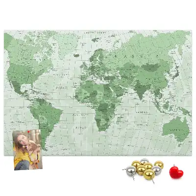 Memobord van kurk Staatsgrenzen op de wereldkaart