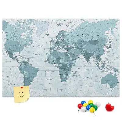 Kurken memobord met wereldkaart
