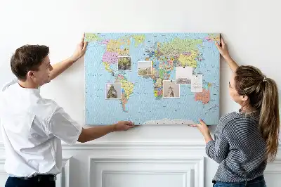 Memobord van kurk Bestuurlijke kaart van de wereldbol