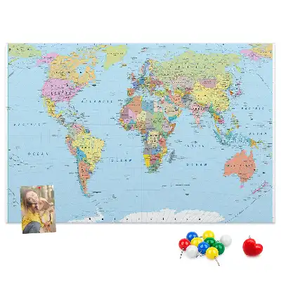 Memobord van kurk Bestuurlijke kaart van de wereldbol