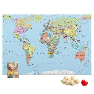 Memobord van kurk Bestuurlijke kaart van de wereldbol