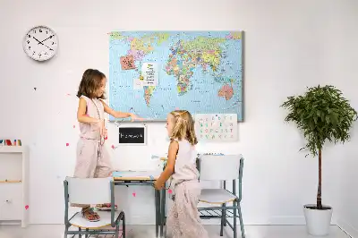Memobord van kurk Bestuurlijke kaart van de wereldbol