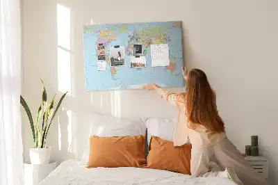 Memobord van kurk Bestuurlijke kaart van de wereldbol