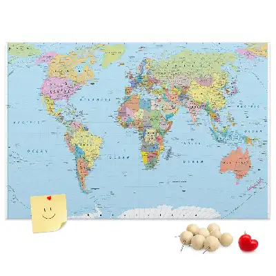 Memobord van kurk Bestuurlijke kaart van de wereldbol