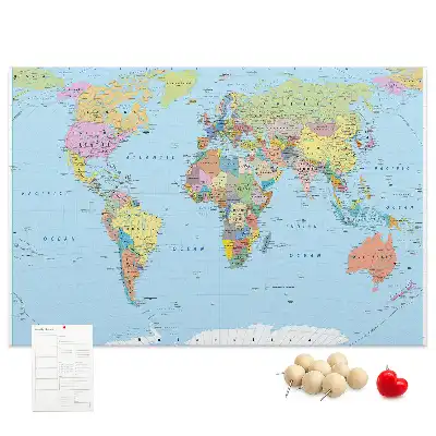 Memobord van kurk Bestuurlijke kaart van de wereldbol