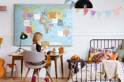 Memobord van kurk Bestuurlijke kaart van de wereldbol